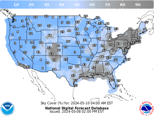 United States 48 Hour Cloud Cover Forecast