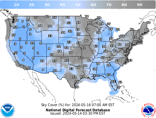 United States 51 Hour Cloud Cover Forecast