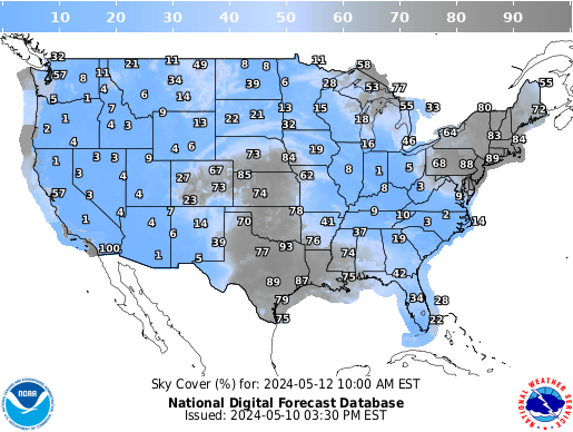 United States 54 Hour Cloud Cover Forecast
