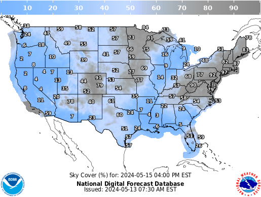 United States 60 Hour Cloud Cover Forecast