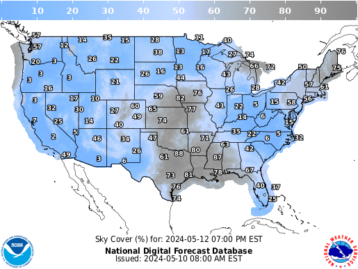 United States 63 Hour Cloud Cover Forecast