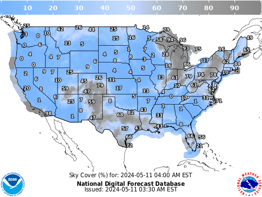 United States 12 Hour Cloud Cover Forecast