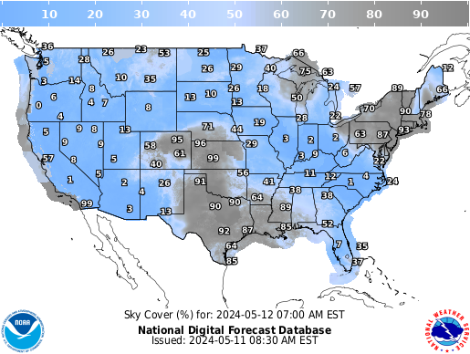 United States 27 Hour Cloud Cover Forecast