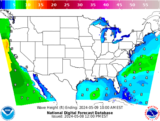 United States 54 Hour Wave Height(ft) Forecast