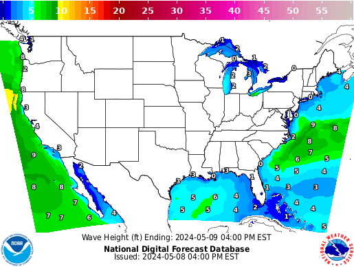 United States 66 Hour Wave Height(ft) Forecast