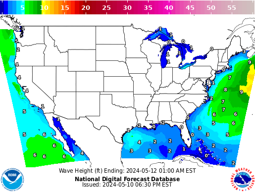 United States 84 Hour Wave Height(ft) Forecast