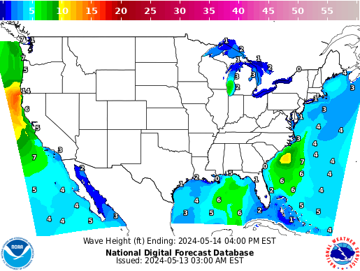 United States 90 Hour Wave Height(ft) Forecast