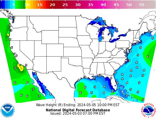 United States 102 Hour Wave Height(ft) Forecast
