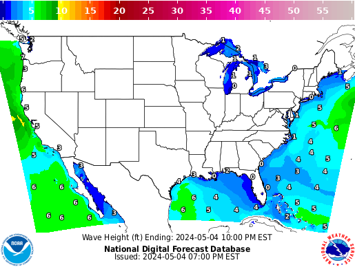 United States 6 hour Wave Height(ft) Forecast
