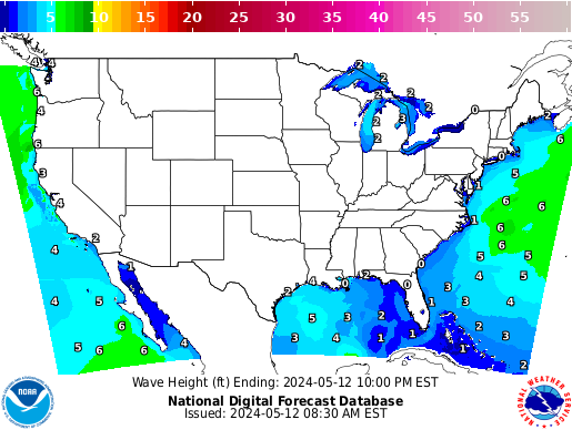 United States 30 Hour Wave Height(ft) Forecast