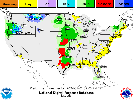 United States 3 Hour Predominant Weather Forecast