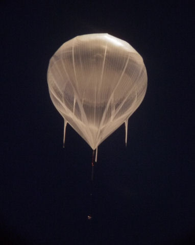 photo of high altitude balloon taken through telescope