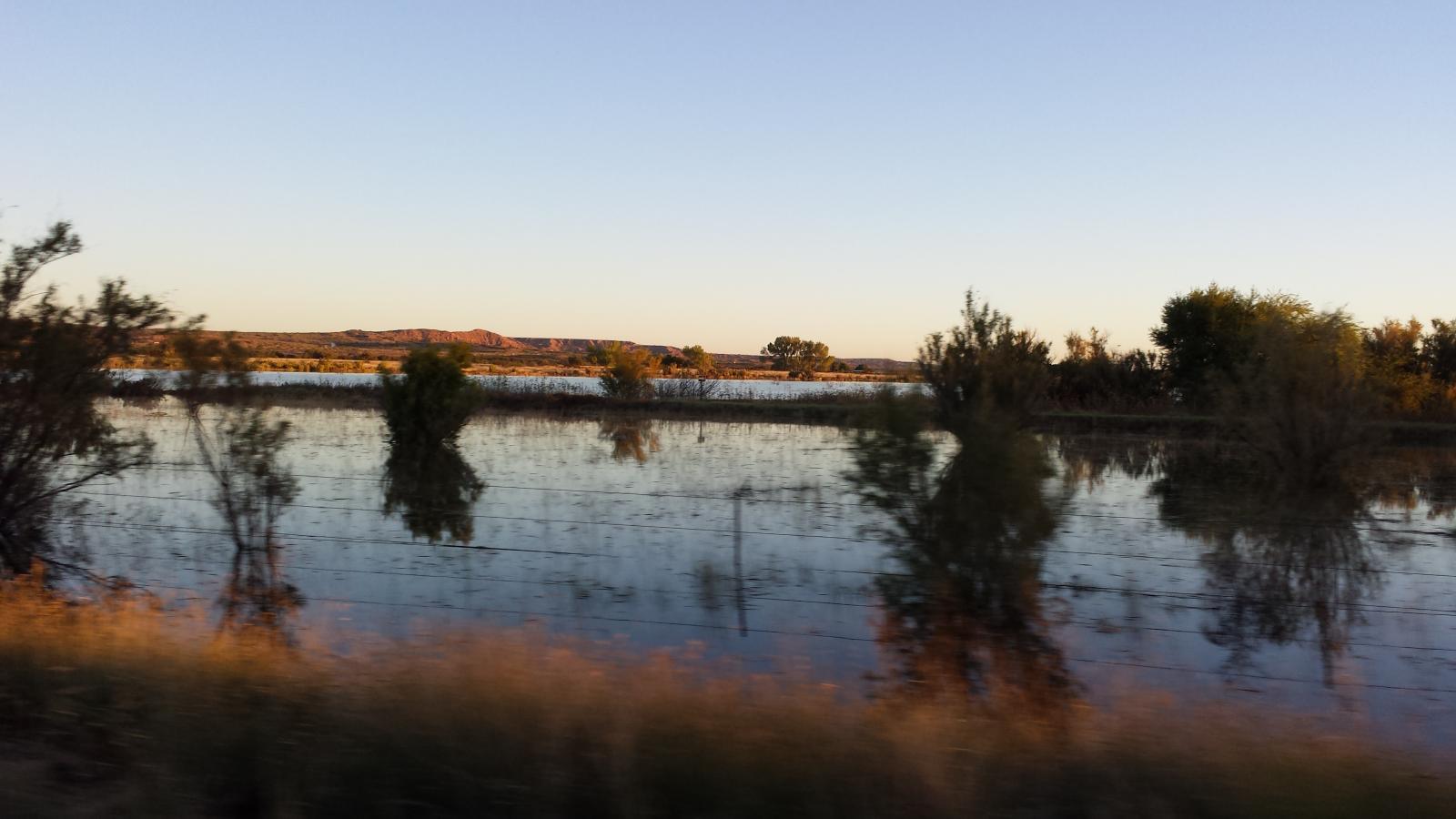 Standing water can be seen several days after flooding inundated the Rio Puerco. Image taken near Bernardo at U.S. Highway 60 on September 23, 2013.
