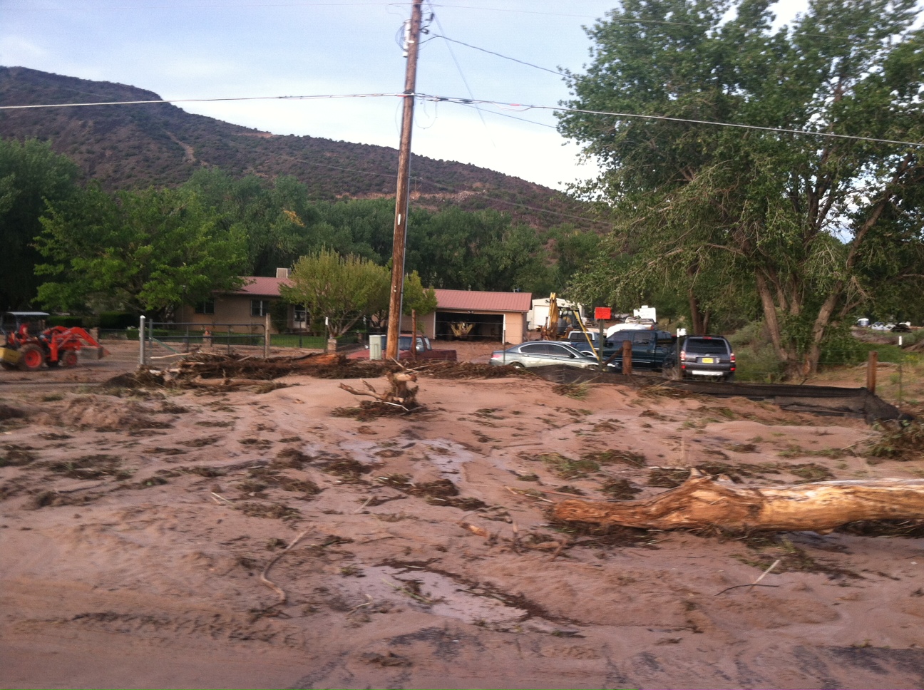 Mud and debris were carried close to homes near Medanales when the Rio Chama flooded on September 18, 2013.