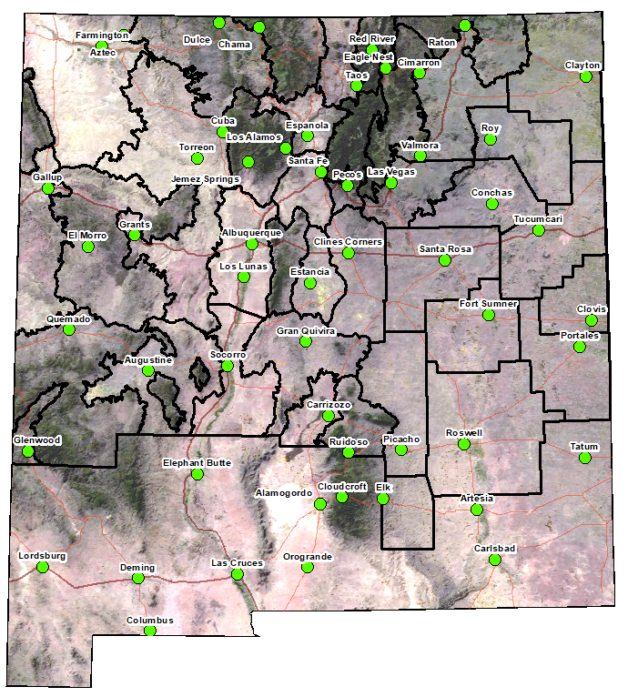 Map of New Mexico With Locations Freeze Dates
