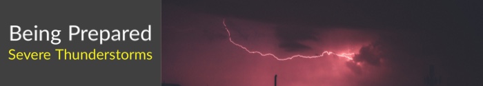 Page header that reads, "Being Prepared Severe Thunderstorms"