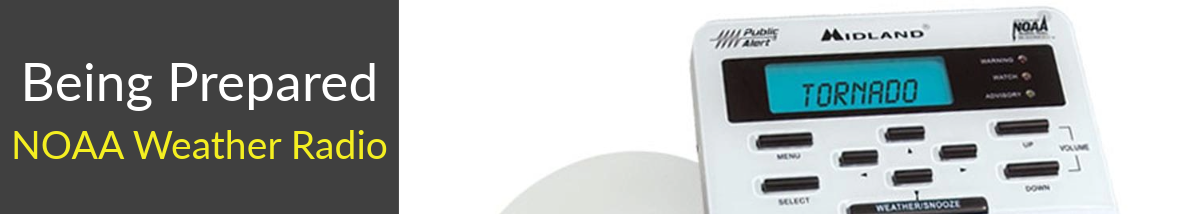 Page Header that reads "Being Prepared NOAA Weather Radio"