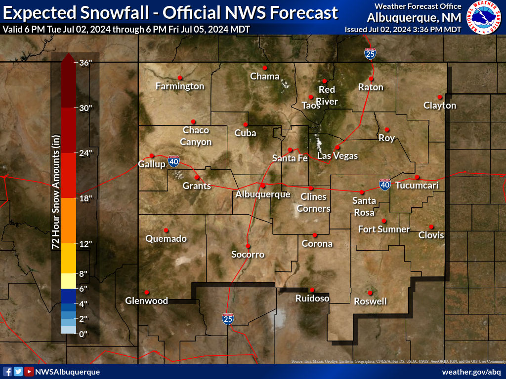 NWS Albuquerque Storm Total Snowfall Forecast