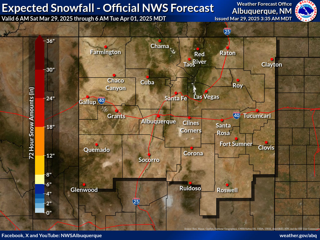 NWS Albuquerque Storm Total Snowfall Forecast