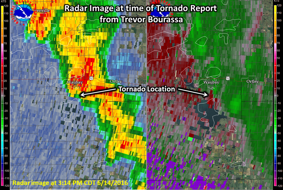 Radar Imagery at the time of Trevor Bourassa's pictures. 