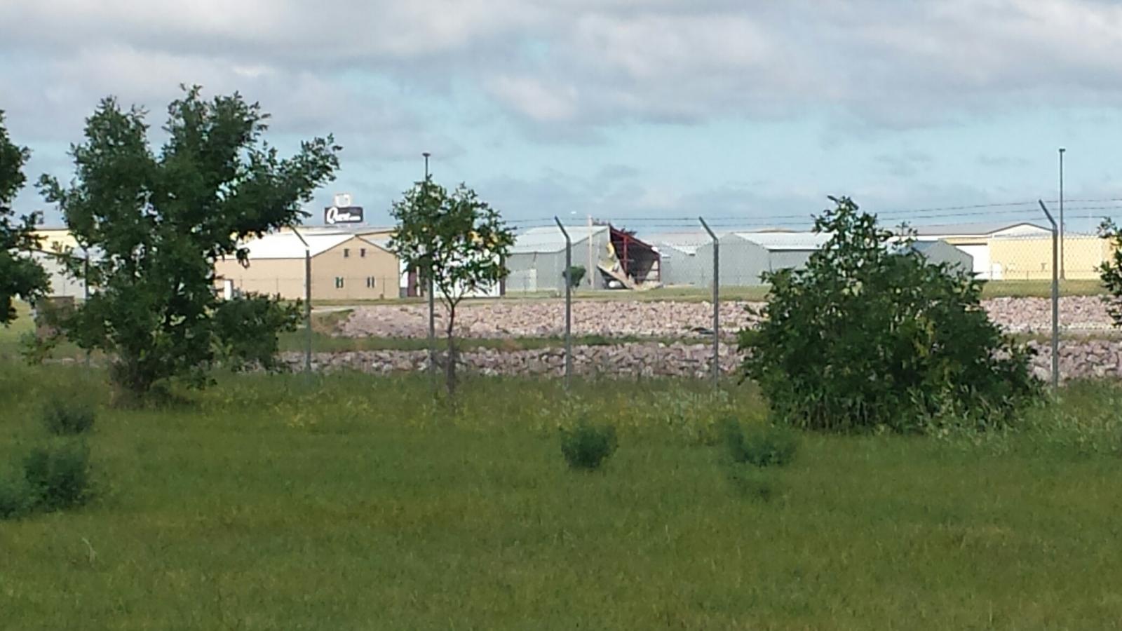 Damage to a hanger at the Aberdeen Airport