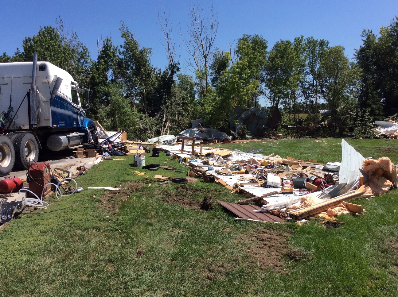 Building removed from foundation and moved to the east, 3 miles north of Andover