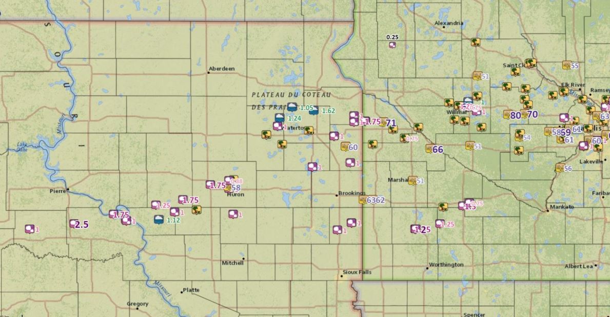 Storm Reports across SD on June 11, 2017