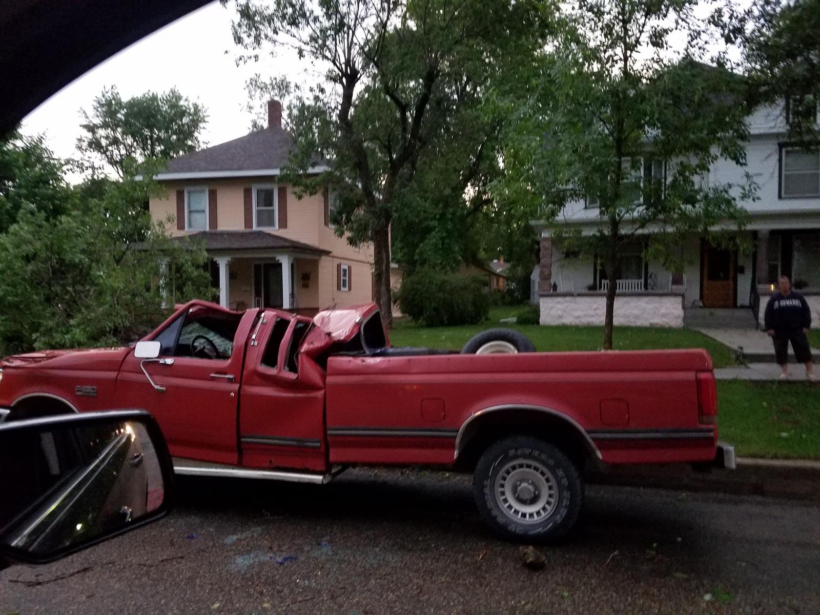 Multiple trees uprooted and snapped 90+ mph winds in Clark, SD (Clark PD)