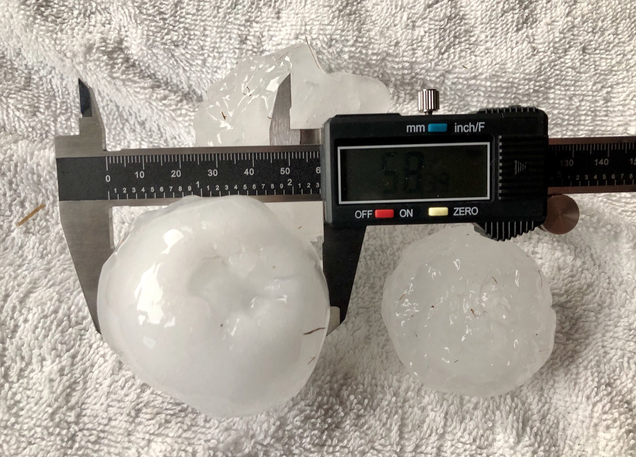 2.3" Hail one mile west of Blunt, SD (Credit Derek Thompson)
