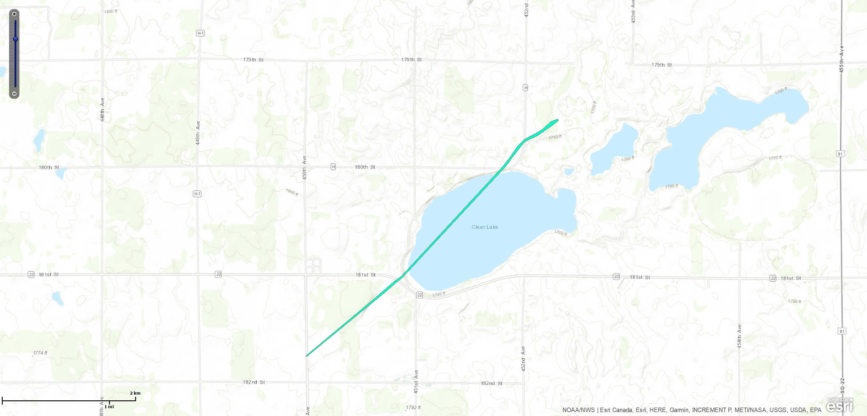 Thomas, SD Tornado Track Map