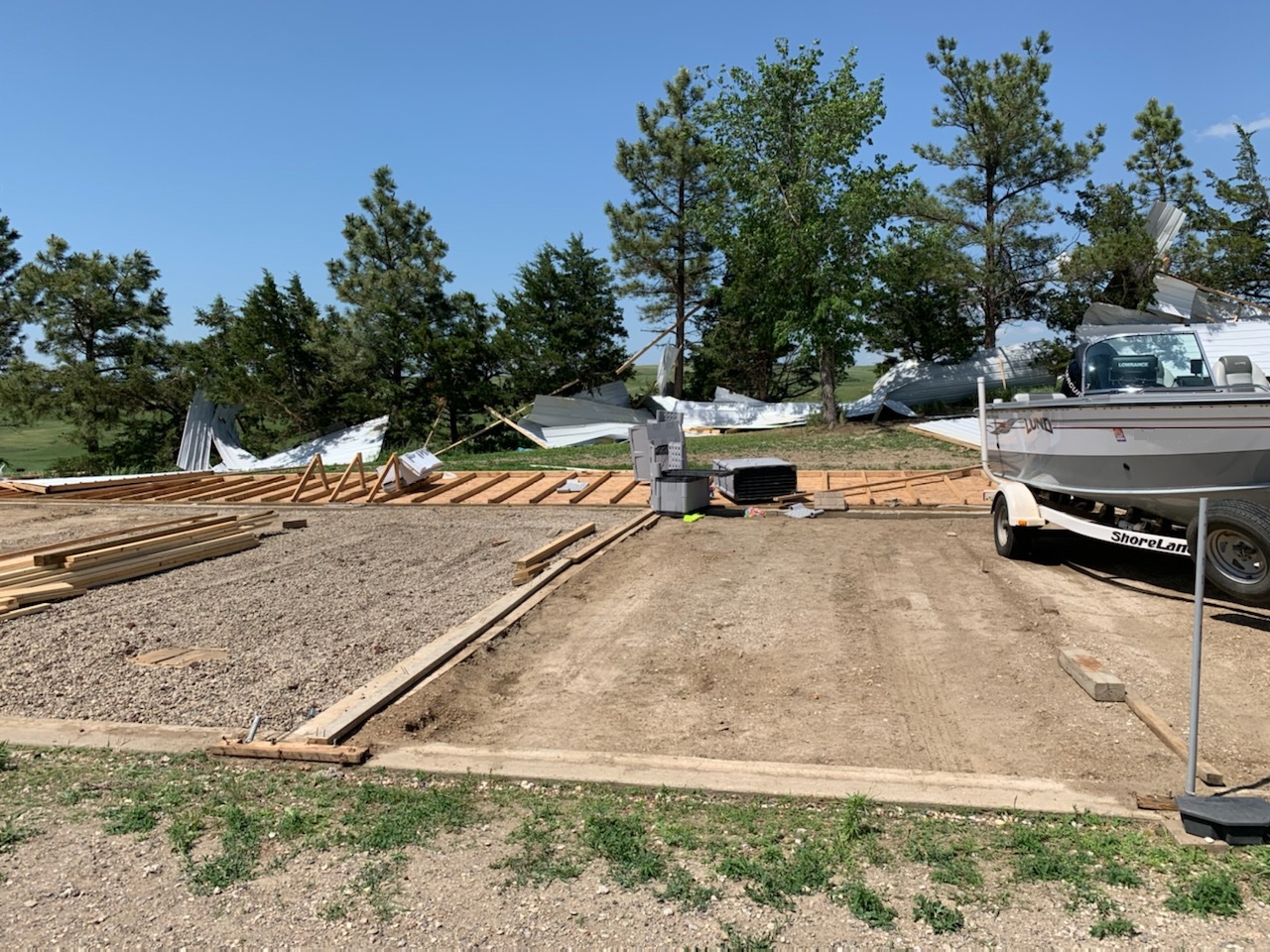 Storage shed destroyed 6 miles south of Glenham (NWS Employee)