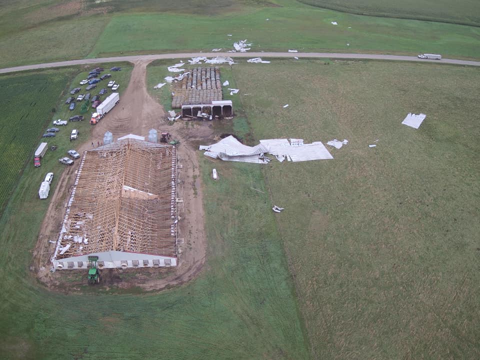 Tornado path through a corn field on the east side of Redfield, SD