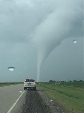 Tornado picture at 6:13 PM north of Miller, SD. Photo taken by Lucus Howard