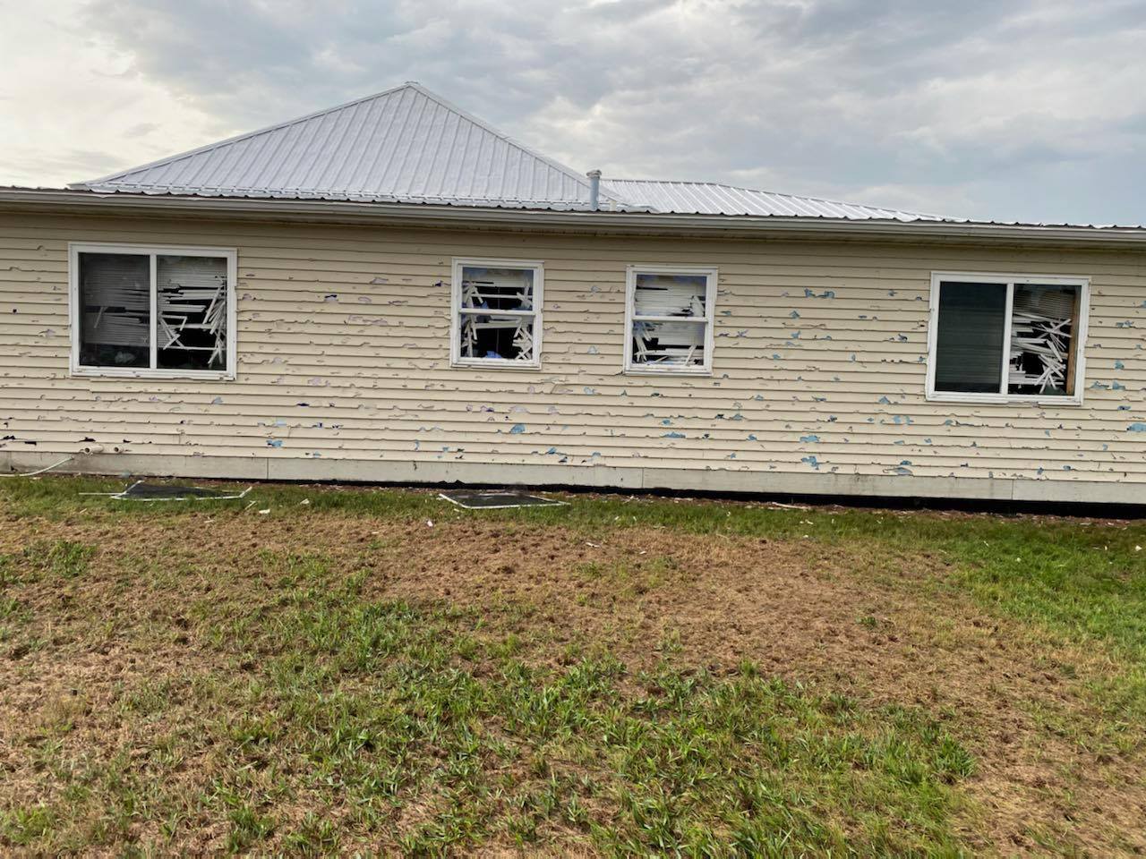 Hail damage to a house in Edmunds County - Photo shared by Edmunds County EM