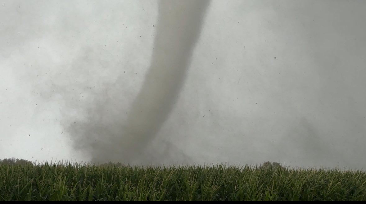 Tornado in a field of corn
