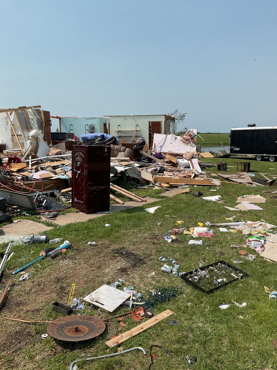 Tornado damage to a house