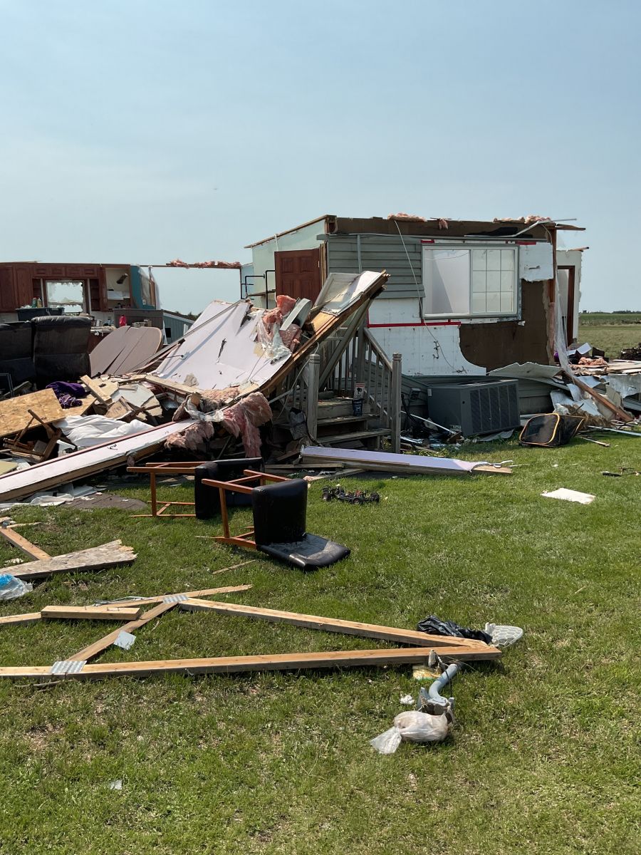 Remains of a house damaged by the tornado