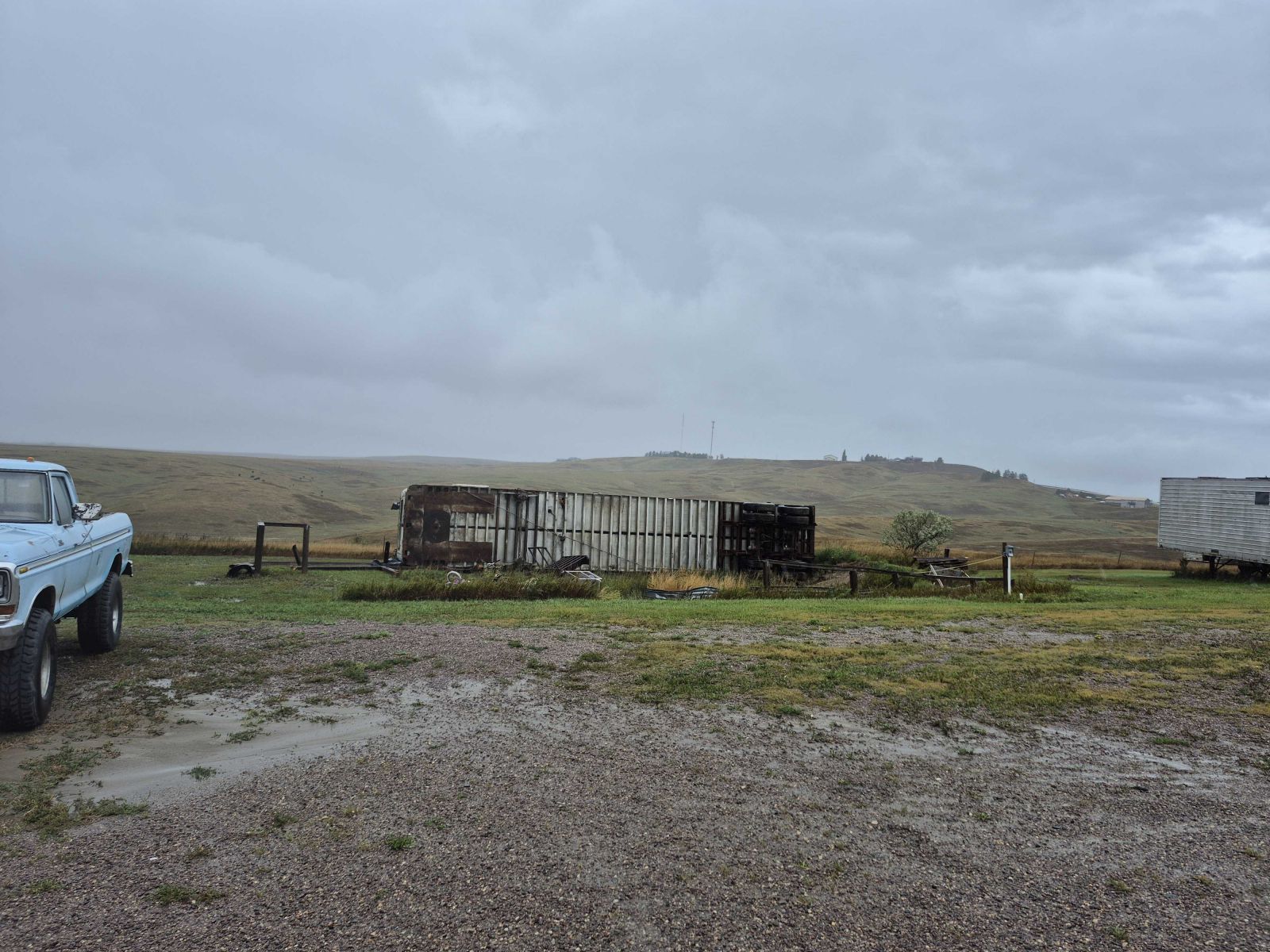 Flipped trailer from the tornado