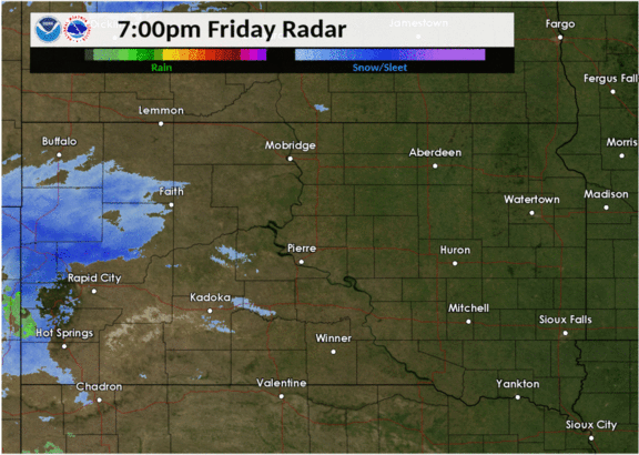 Hourly radar loop from Friday night into Saturday night