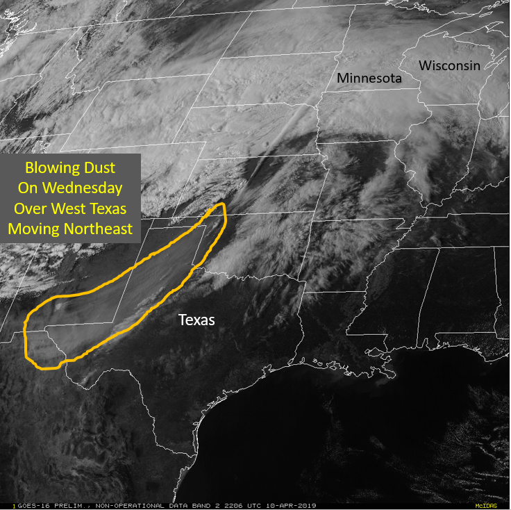 Liquid Equivalent precipitation observed for the 72 hours prior to 11 AM CDT on April 12, 2019