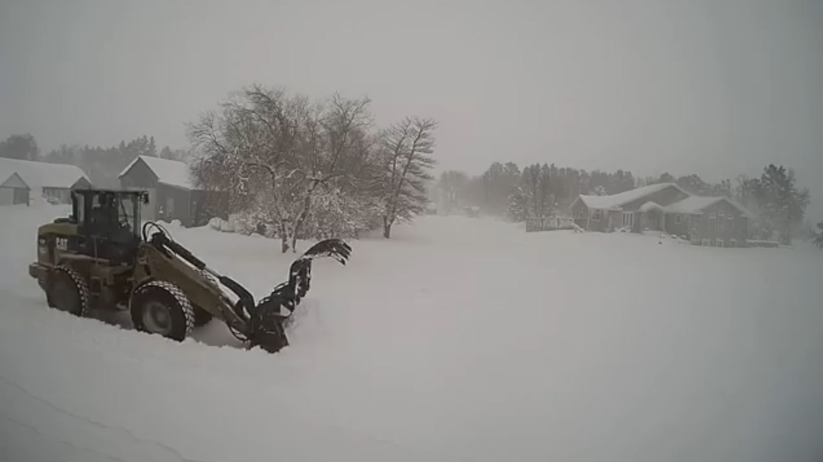 Webcam looking west on US-12 towards Bowdle on December 29, 2019. Blizzard conditions develop around noon as a stronger band of snow moves in.  (SD DOT)