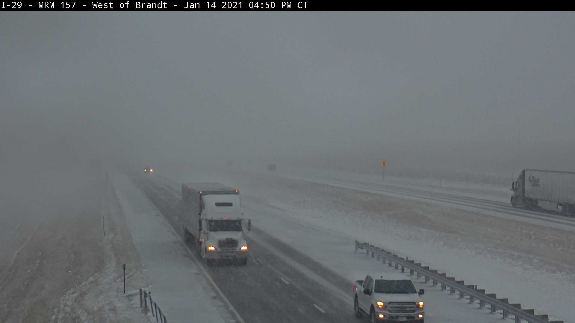 SDDOT Webcam on I-29 near Brandt, SD at 4:50 PM on 1/14/2021 (SDDOT)
