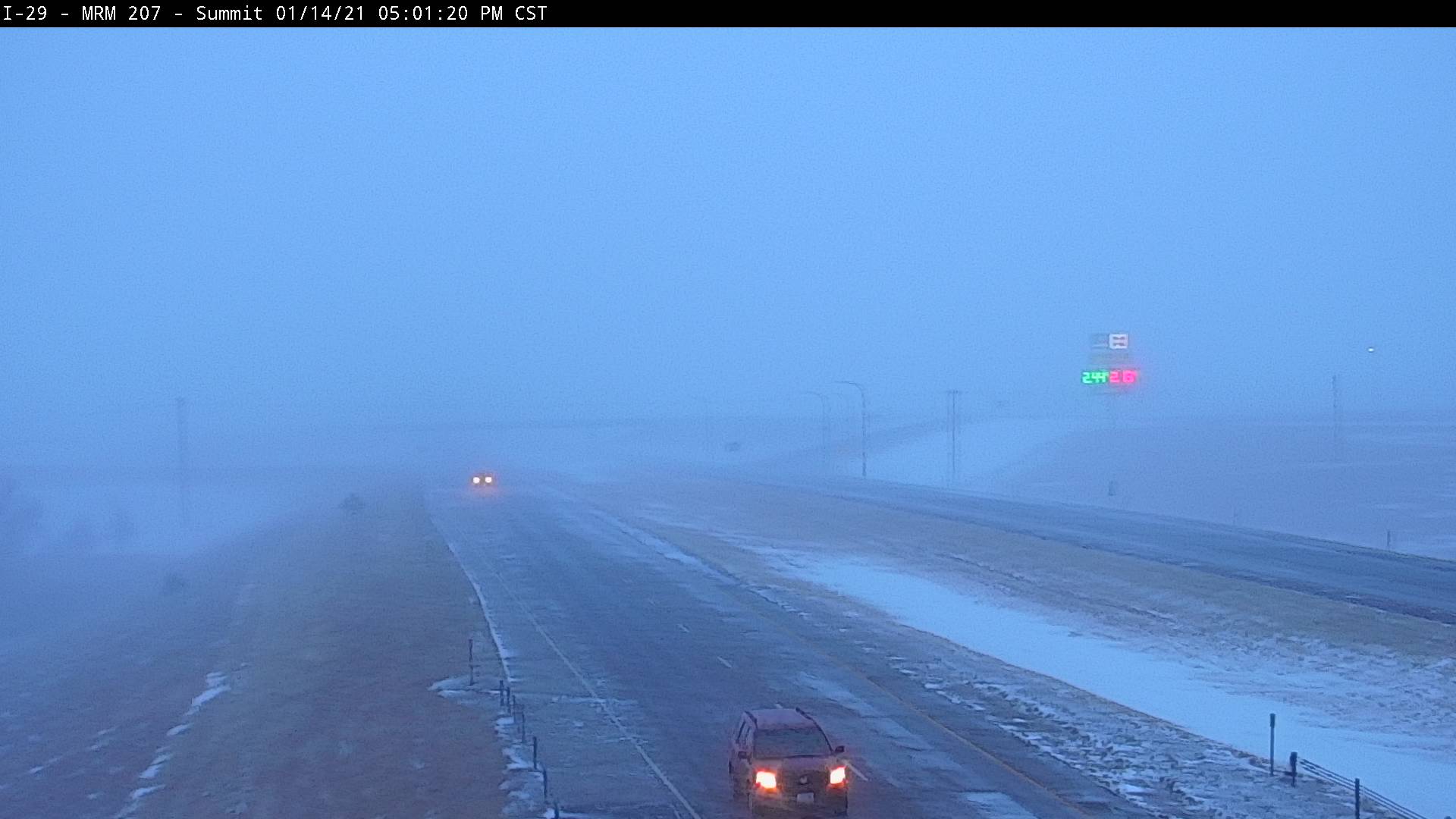 SDDOT Webcam on I-29 near Summit, SD at 5:01 PM on 1/14/2021 (SDDOT)