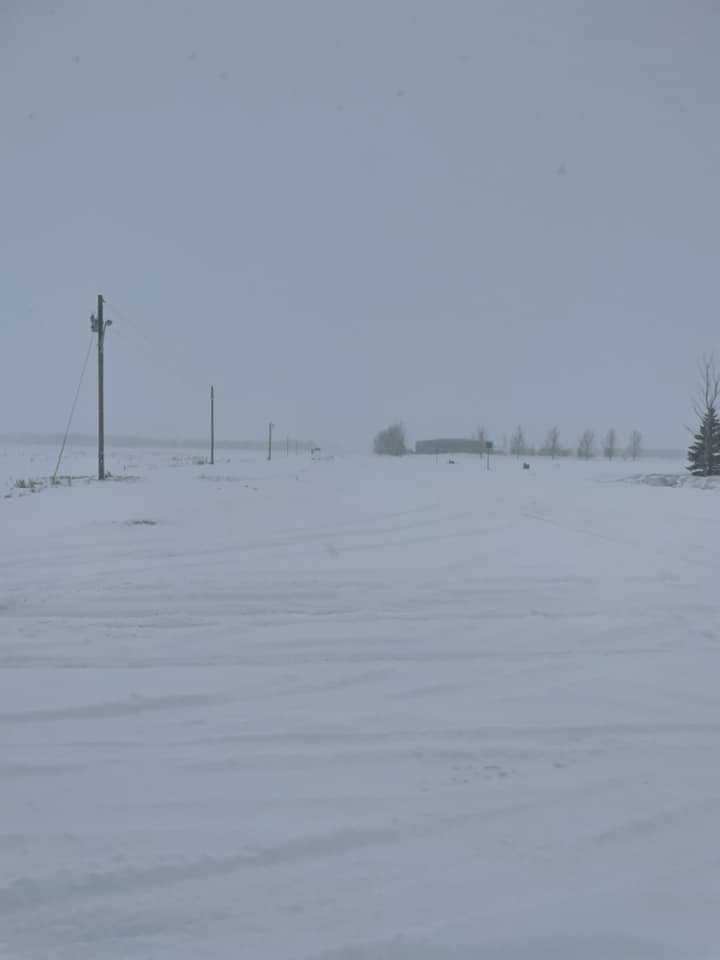 	View of US12 from Craven's Corner, near Ipswich, SD at 1:30 PM on April 4th. Visibility from falling snow was less than 1/2 mile.  (Image from SD DOT)