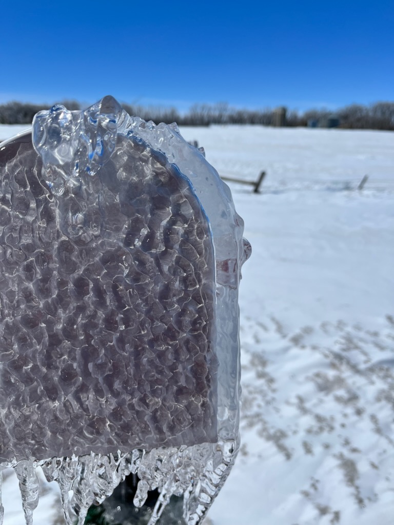 Ice accumulation on a mailbox near Brandt, SD (Deuel County EM)