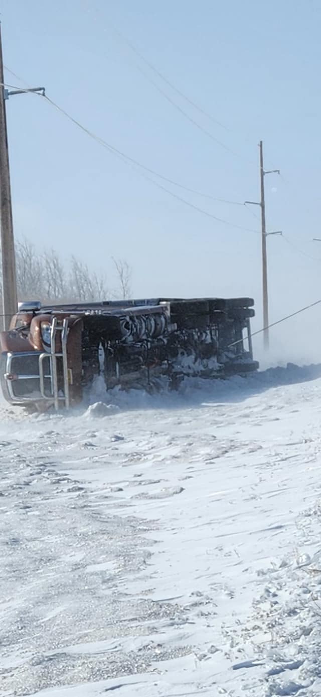 	View of US12 from Craven's Corner, near Ipswich, SD at 1:30 PM on April 4th. Visibility from falling snow was less than 1/2 mile.Â  (Image from SD DOT)