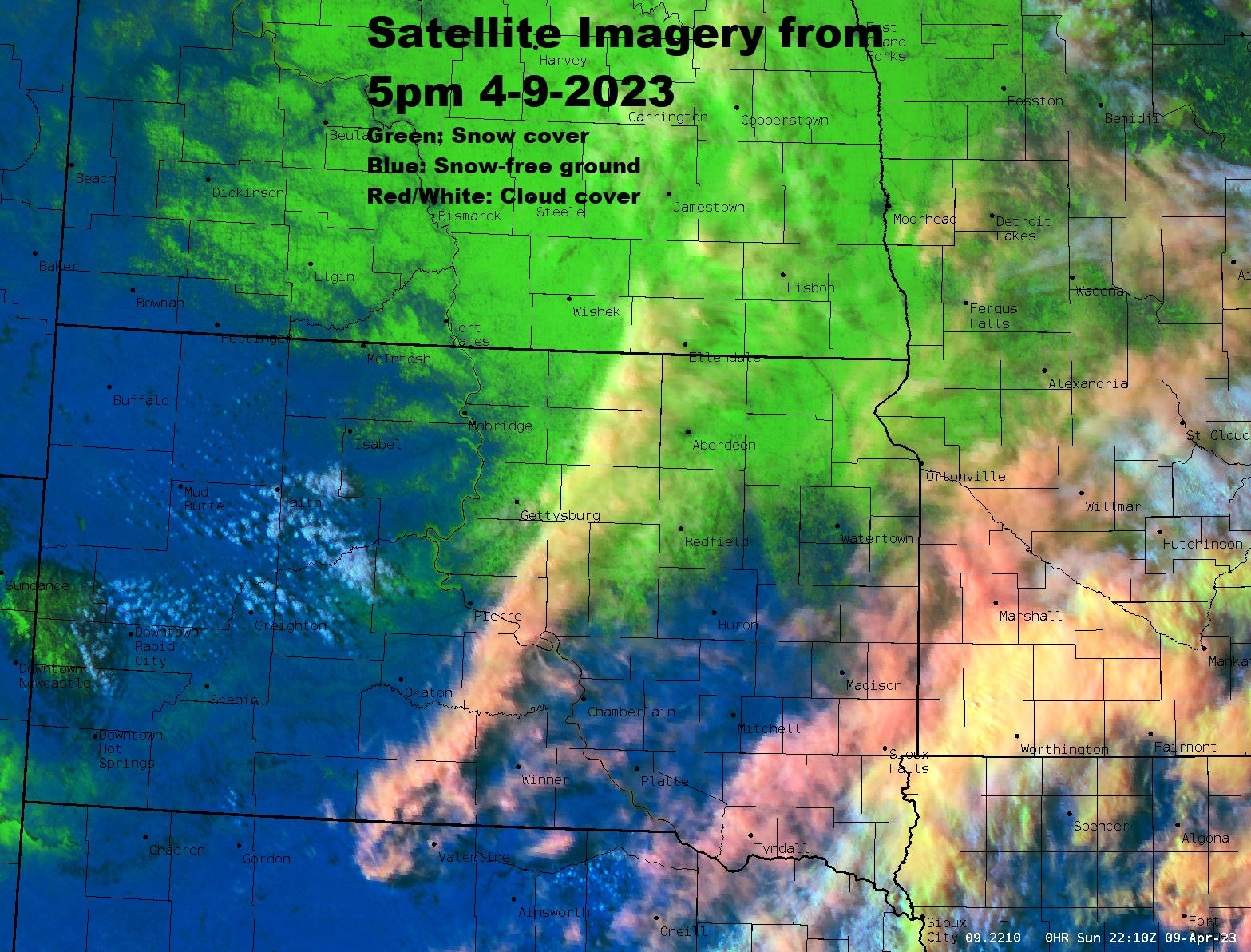 Surface weather map for the March 31, 2023 Event