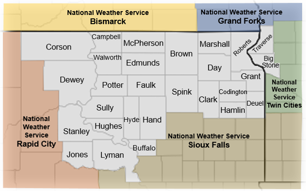 NWS Aberdeen Fire Weather Zones Map