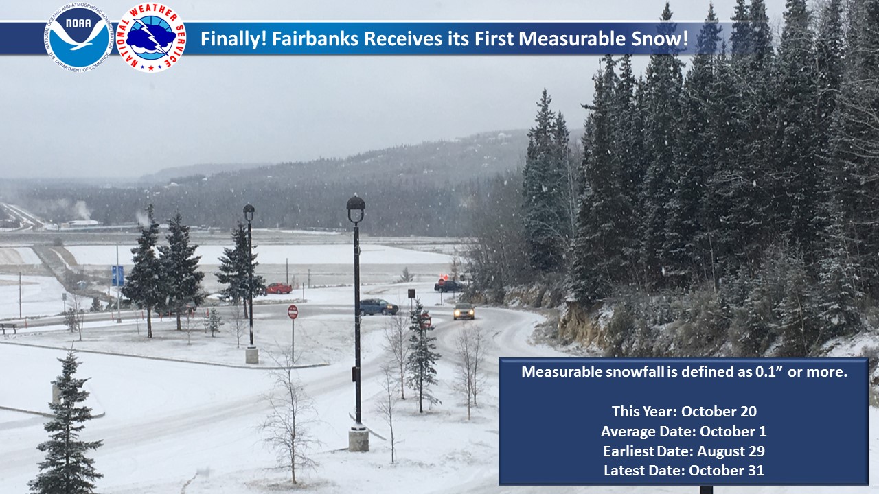 Fairbanks receives its first measurable snow of the season!