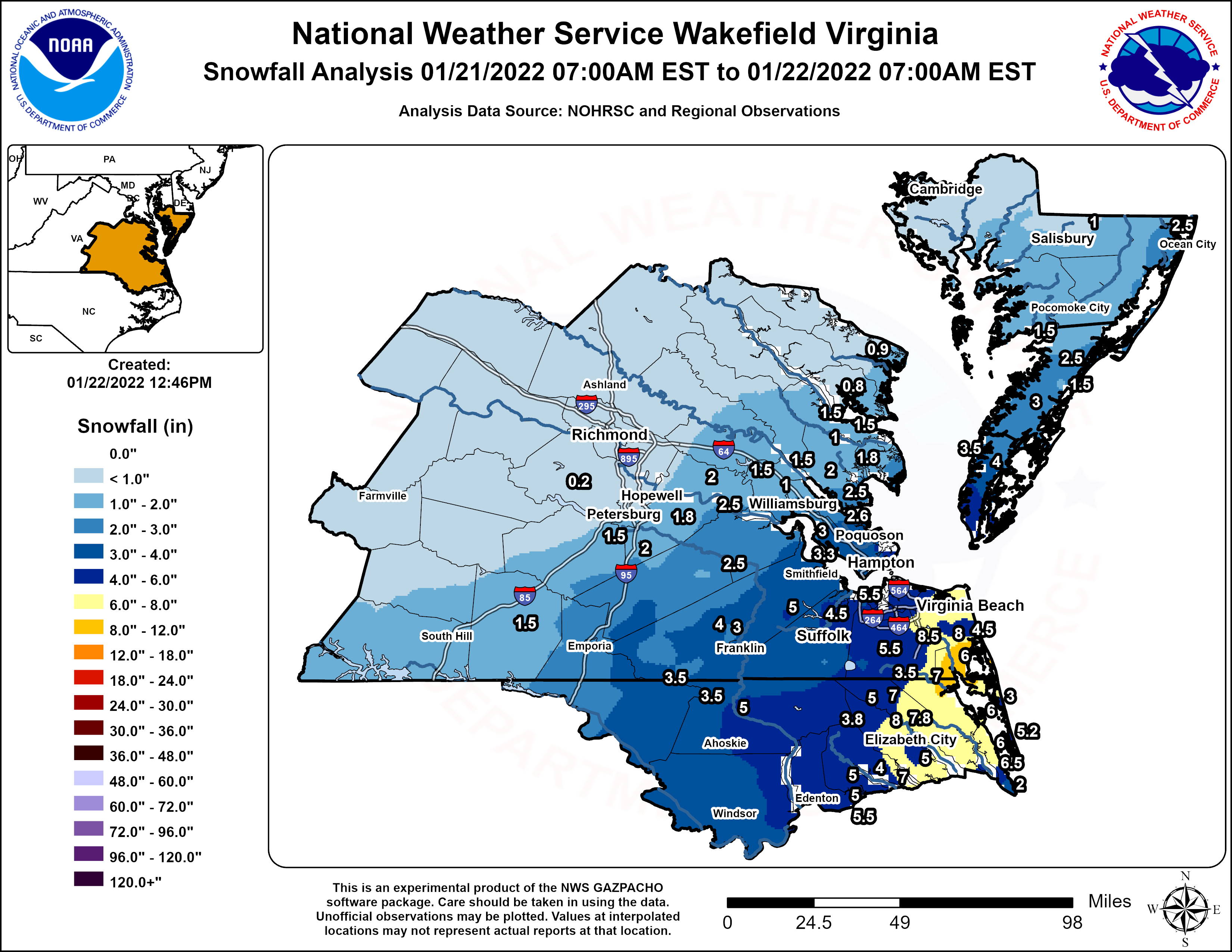 Summary of January 21-22, 2022 Winter Storm